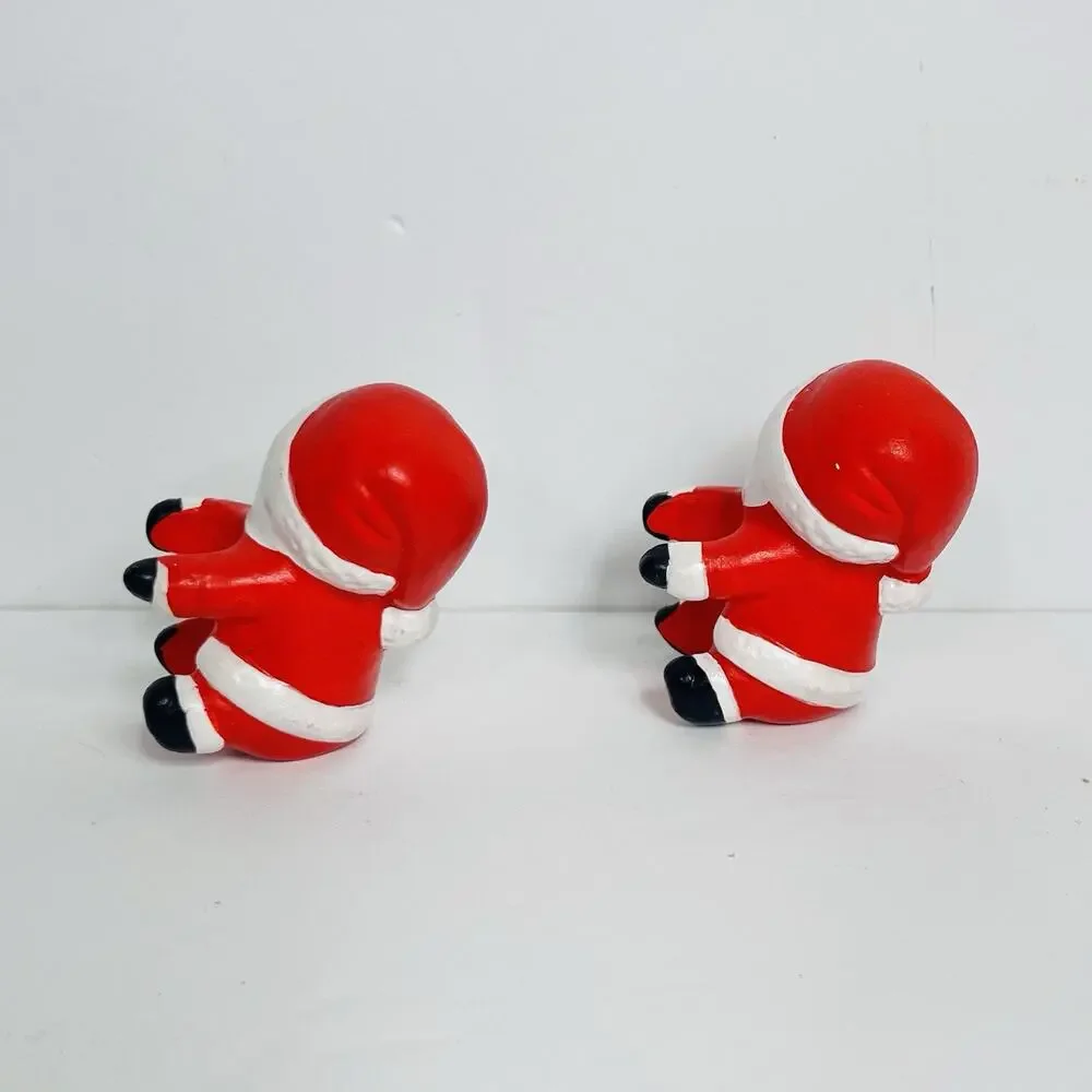 vintage  christmas‎ santa claus candle hugger climber set of 2 hand painted 1982